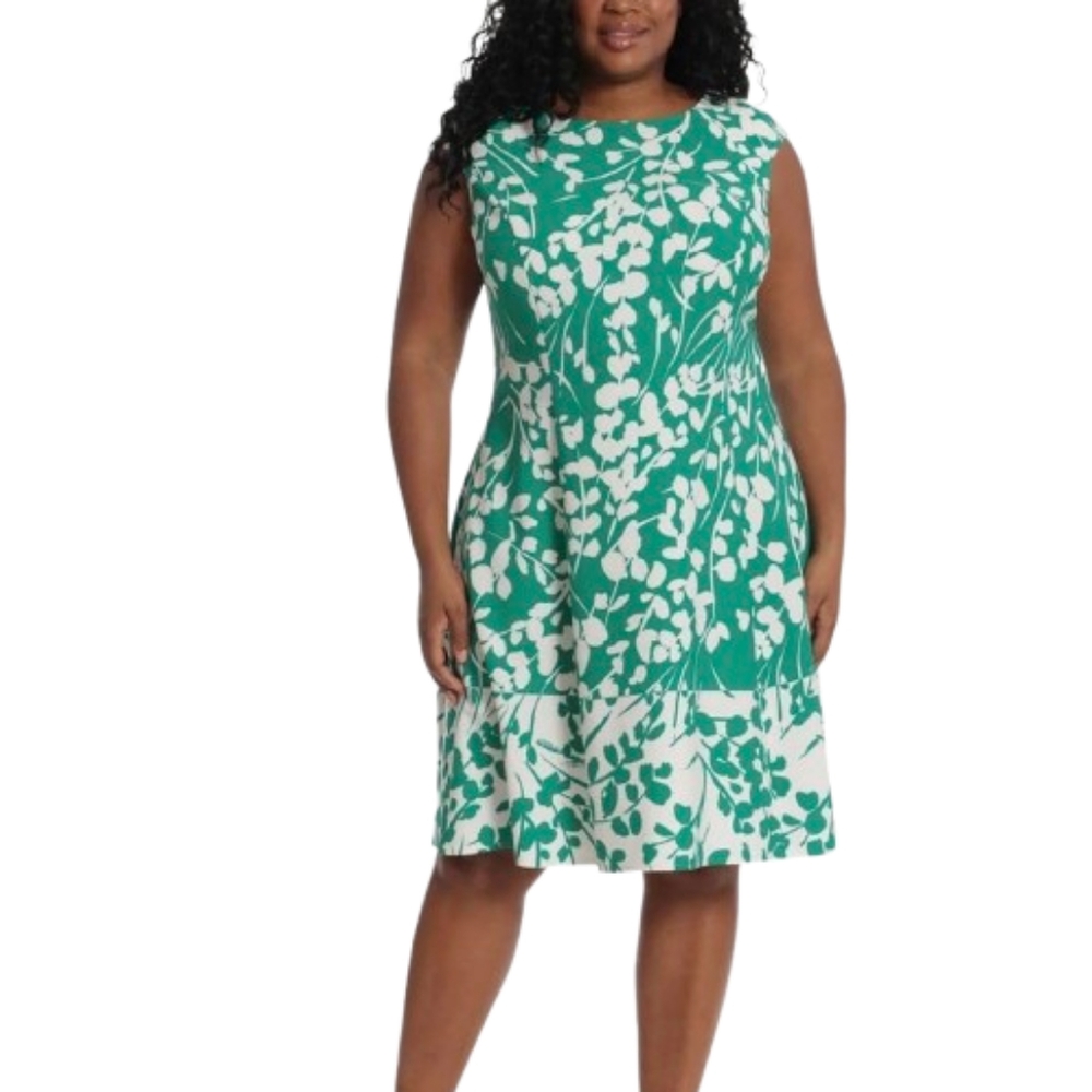 LONDON TIMES Floral Print, Cap Sleeve, Fit and Flare Dress sz. 14W